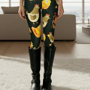 NEW Womens Chicken Rooster Leggings Signature Lux Soft Yoga Pants OS/TC/TC2